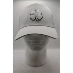 Black Clover Live Lucky FlexFit‎ Hat White w/ White Clover L XL Arrow Golf Club
